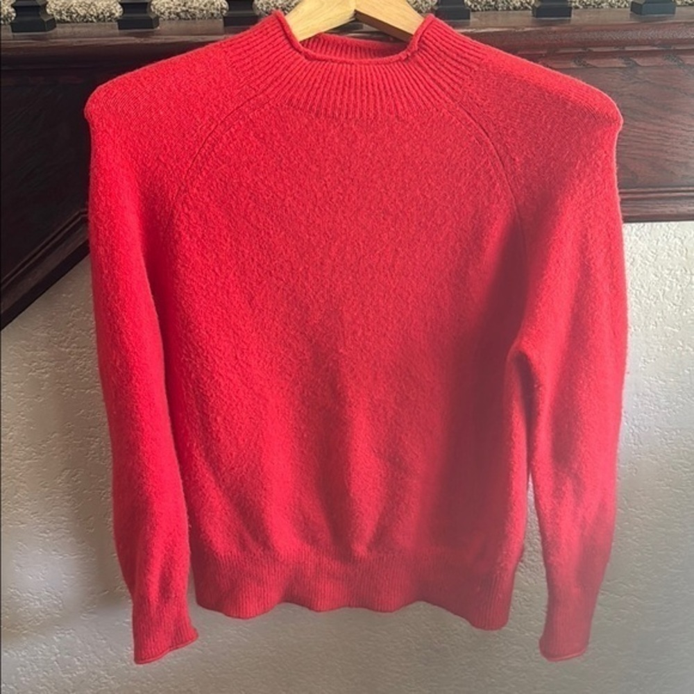 J. Crew Red Crewneck Sweater Classic Red Knit Design Merino Wool Blend Soft